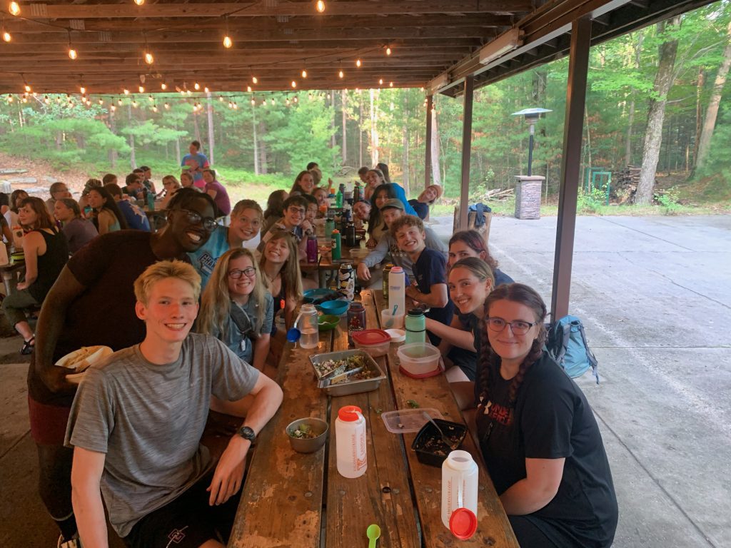 Spaghetti dinner night photo featuring some of the Go-Rec patrols.