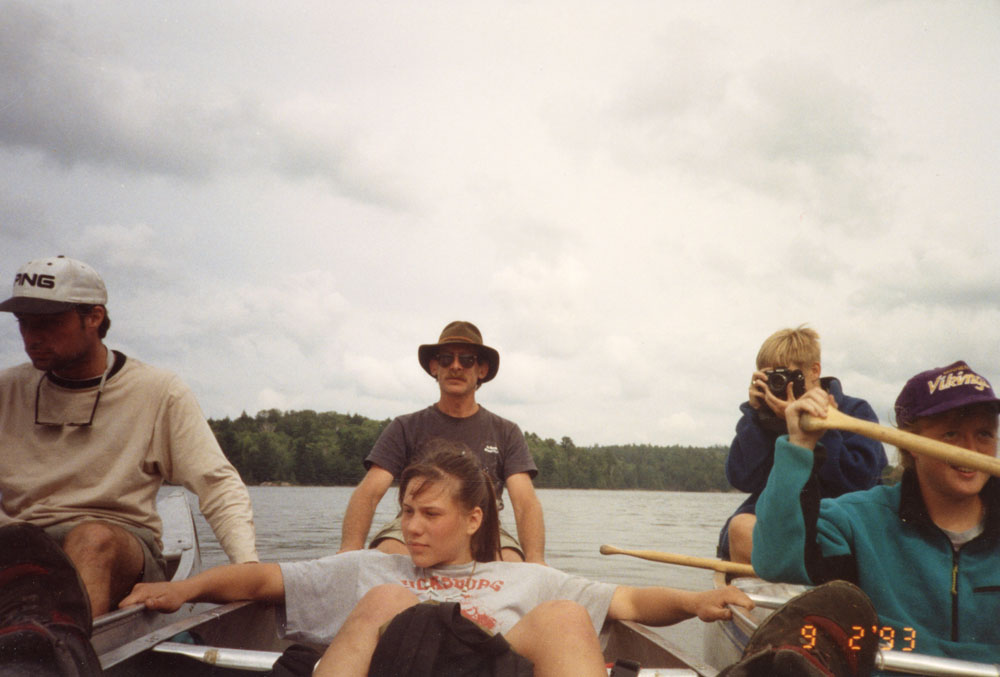 Several canoes link up to discuss what is next.