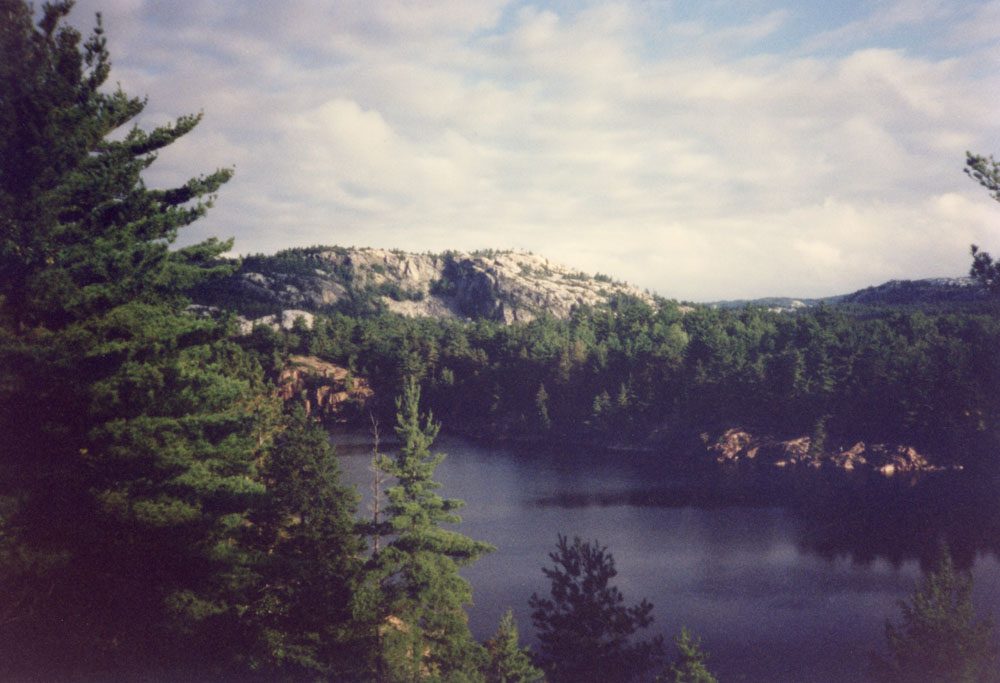 A view of the lake and the mountains.