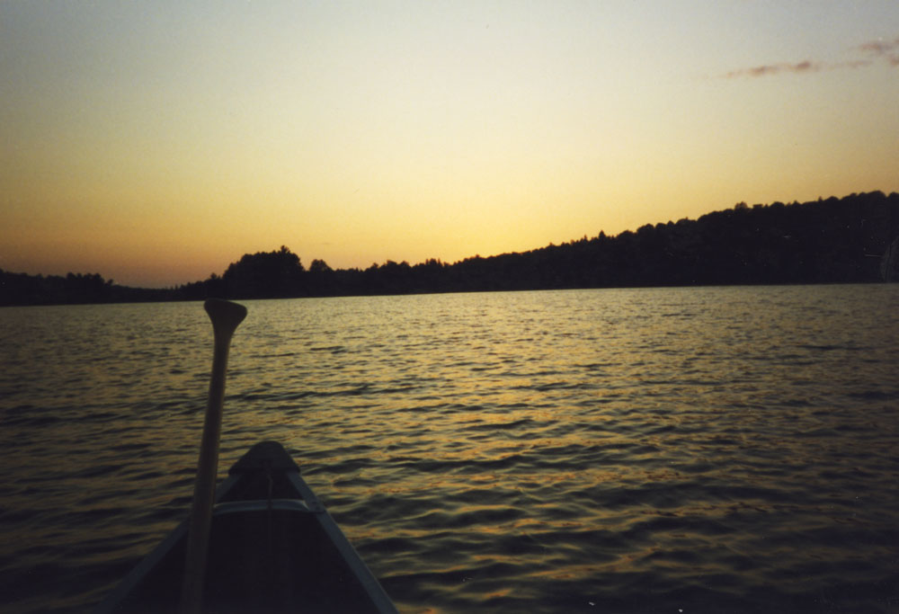 The sun setting on a day of paddling.