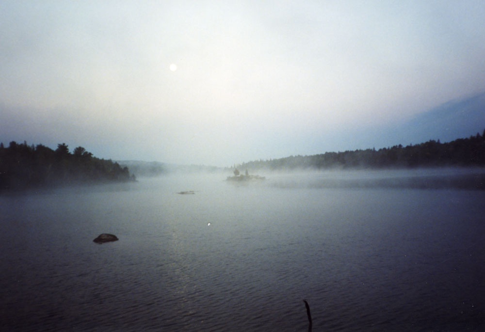 A foggy day on the lake.